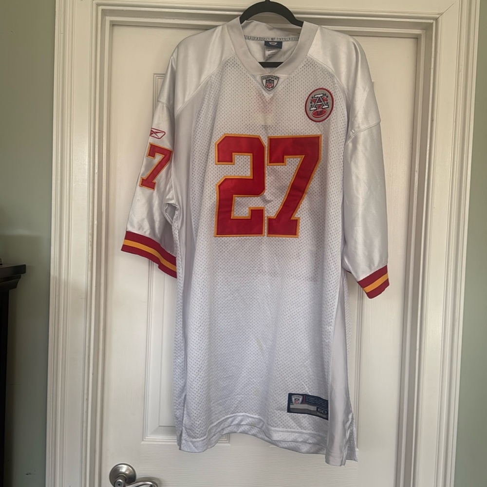 NFL Vintage Kansas City Chiefs Larry Johnson Reebok #27 Jersey White Size4XL-5XL